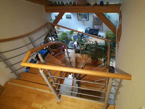 náhled Bukové schody, ocelové schodiště s nerezovým zábradlím 