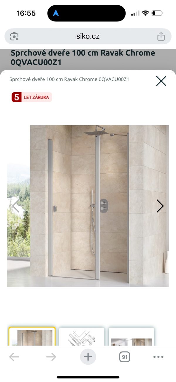 náhled Sprchové dveře Ravak Chrome 100 cm – nové, rozbalené, nepoužité 